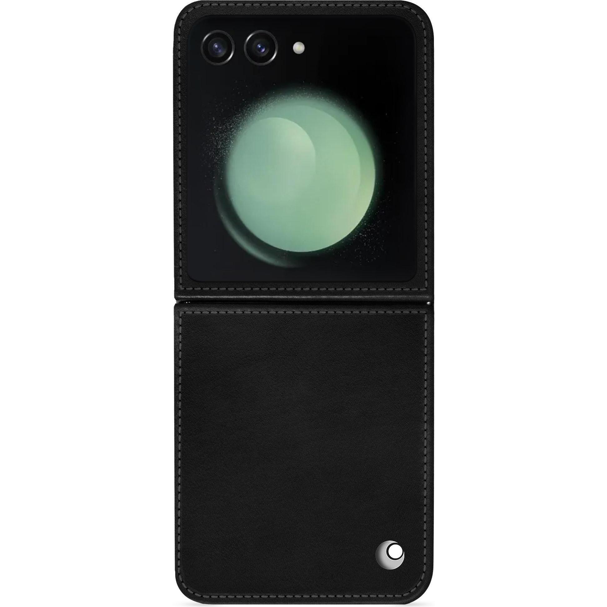Noreve Lederschutzhülle Samsung Galaxy Z Flip5 (Samsung Galaxy Z Flip5), Smartphone Hülle, Schwarz