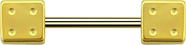 Produktbild Star Piercing Micro Barbell vergoldet mit Würfel (Chirurgenstahl 316L)