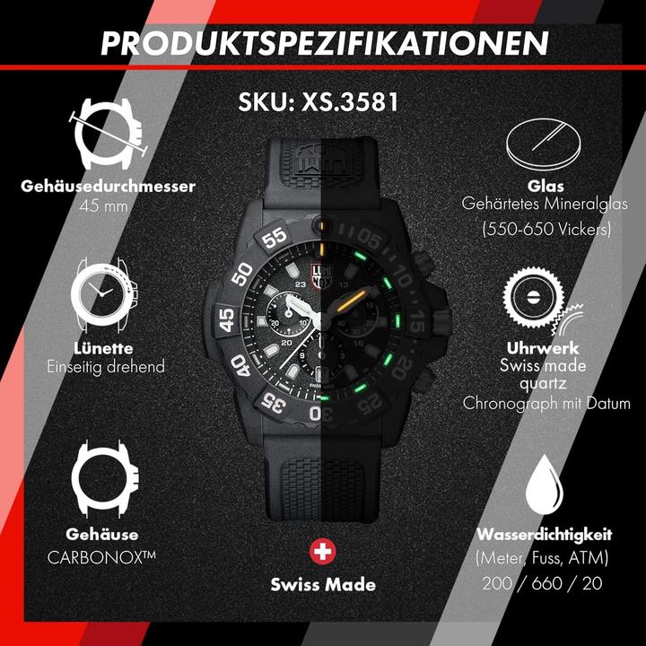 Produktbild Luminox Navy Seal 3581 (Analoguhr, Chronograph, Taucheruhr, Swiss Made, 45 mm)