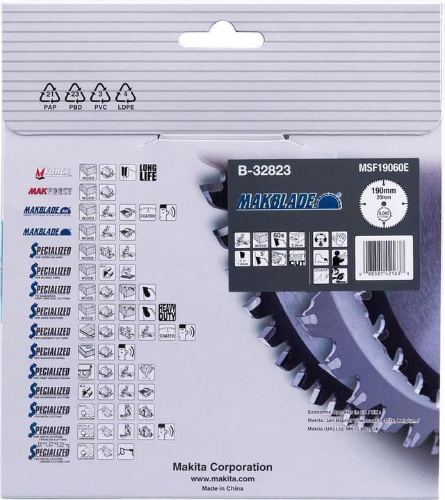 Produktbild Makita MAKBLADE Sägeb. 190x20x60Z