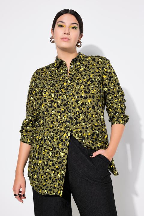 Actual product image Studio Untold Electric Leopard Print Long Sleeve Button Down Tunic Shirt (42, 44)