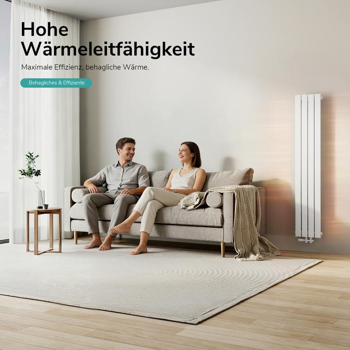 Produktbild Emke Heizkörper, Flachheizkörper mit Zentralanschluss, Weiss 160x30cm 889W Einlagig (889 W)