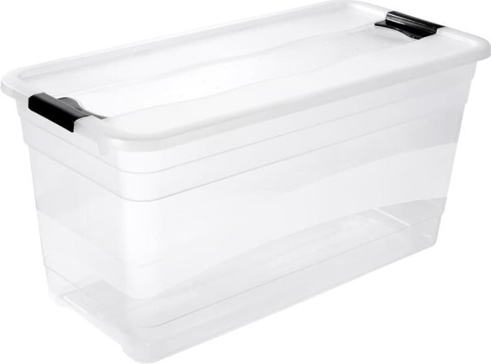 keeeper Opbergdoos "cornelia", 83 liter, transparant Doos en deksel: transparant / clips: zwart (83 l)