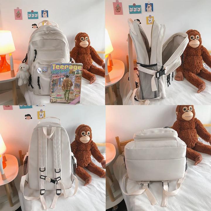 Produktbild Only-Bags.Store Grosser Studentenrucksack Abzeichen Rucksack Schultasche Hohe Kapazität Rucksack Niedlich Freizeit