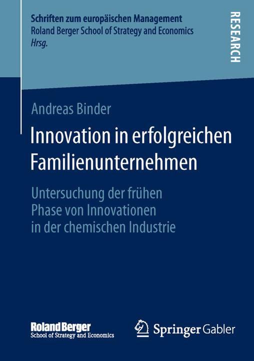 Produktbild Innovation in erfolgreichen Familienunternehmen (Deutsch, Andreas Binder, 2014)