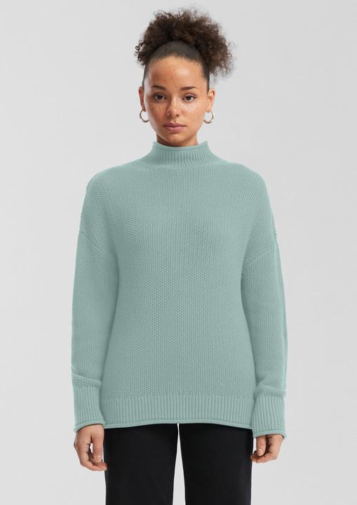 Produktbild s.Oliver Strickpullover Strickpullover mit Stehkragen aus Baumwollmix (XS)