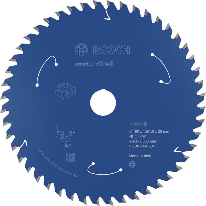 Produktbild Bosch Professional Zubehör Akku-Kreissägeblatt Expert for Wood, 160 x 1,5/1 x 20, 48 Zähne