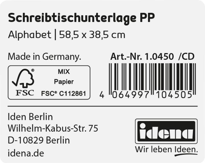 Image du produit Idena Sous-main PP 58,5x38,5cm Alphabet (38.50 x 58.50 cm)
