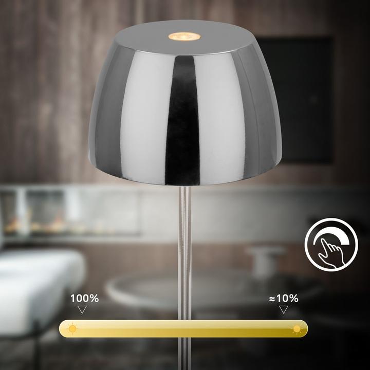 Produktbild Briloner Akku LED Tischleuchte - Mini, Touch, Schwarz chrom (150 lm)