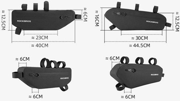Image du produit Rockbros AS-043 Sacoche de vélo avec velcro 3l - noir (3 l, Sacoche de cadre)