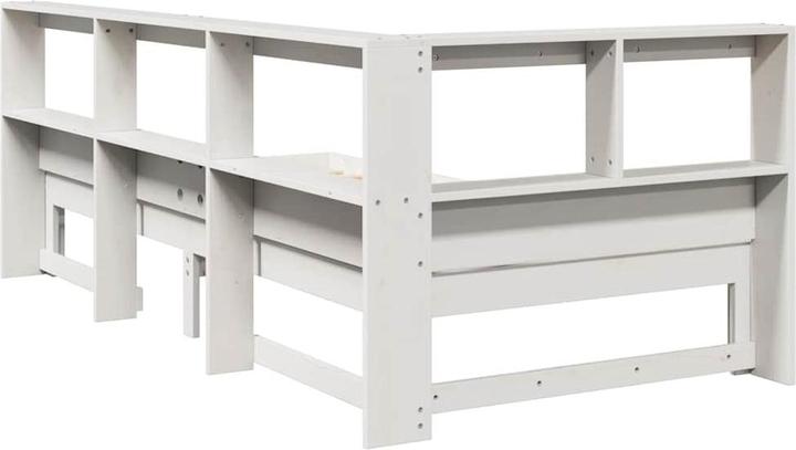 Produktbild vidaXL Massivholzbett mit Regal ohne Matratze Weiss 150x200 cm Kiefer (150 x 200 cm)