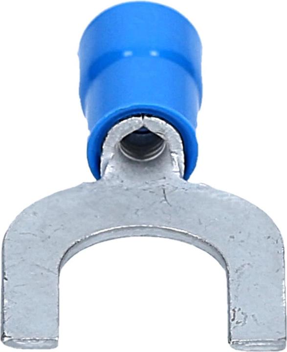 Produktbild Kalitec 100 Stück GKSBU4 Kabelschuhe Gabelkabelschuhe 1,5-2,5mm² I blau teilisoliert I PVC Kragen U4