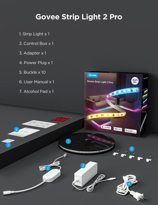 Produktbild Govee LED Strip 2 Pro (RGBW, RGBIC, 500 cm, Indoor)