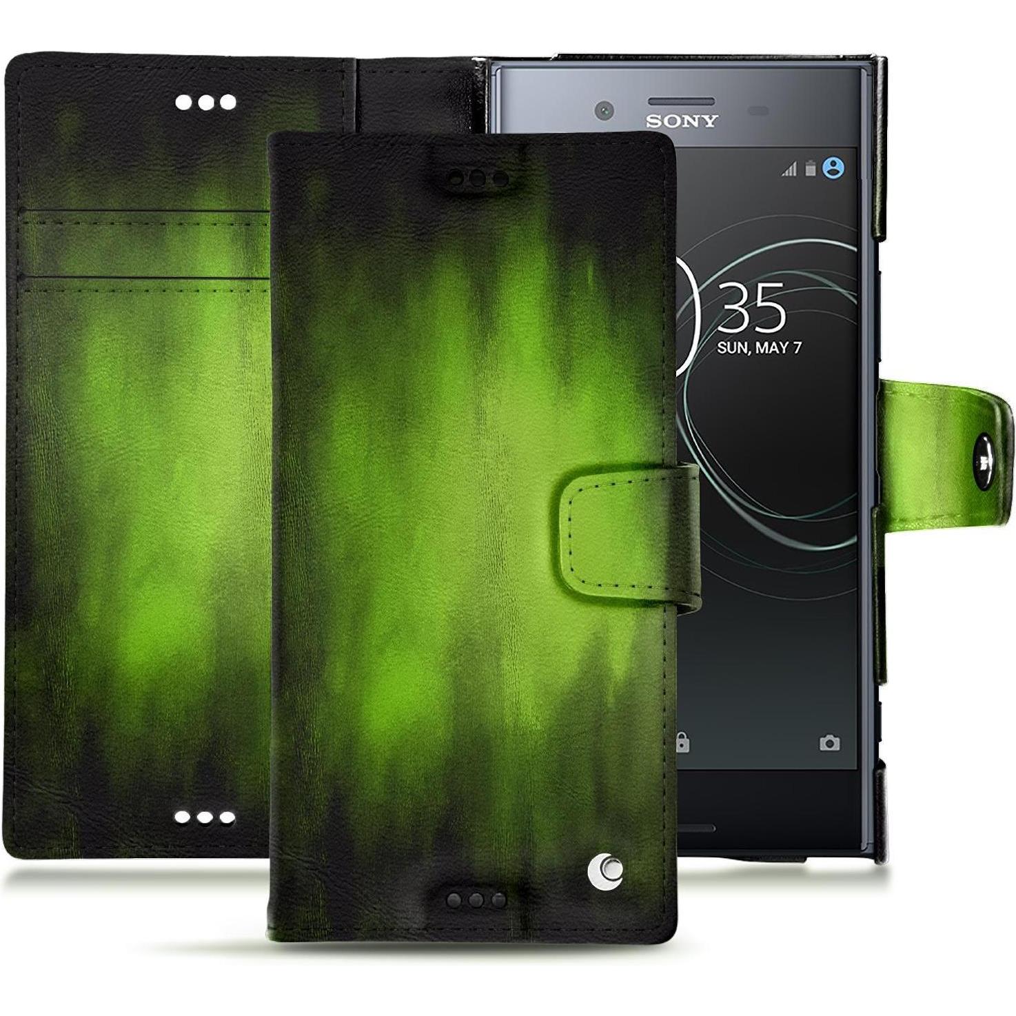 Thumbnail - Noreve Lederschutzhülle Wallet (Sony Xperia XZ Premium), Smartphone Hülle, Grün