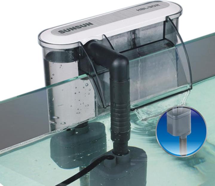 Produktbild SunSun HBL-302 Hang on Filter Aquarium Anhängefilter 350l/h für Aquarien bis 20l (20 l, Salzwasser, Süsswasser)