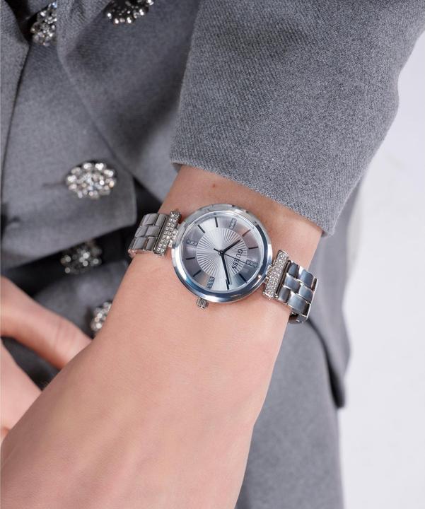 Produktbild Guess P SLV CS W/ CRYS / SUN SLV DL / P SLV BRCT Armbanduhr (Uhr mit Schmuckstein, 28 mm)