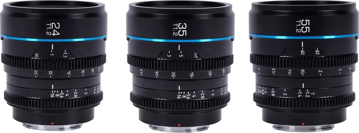 Actual product image Sirui Nightwalker 24 35+55mm T1.2 S35 MF Cine Lens Bundle X-Mount (Fujifilm X, APS-C / DX, full size)