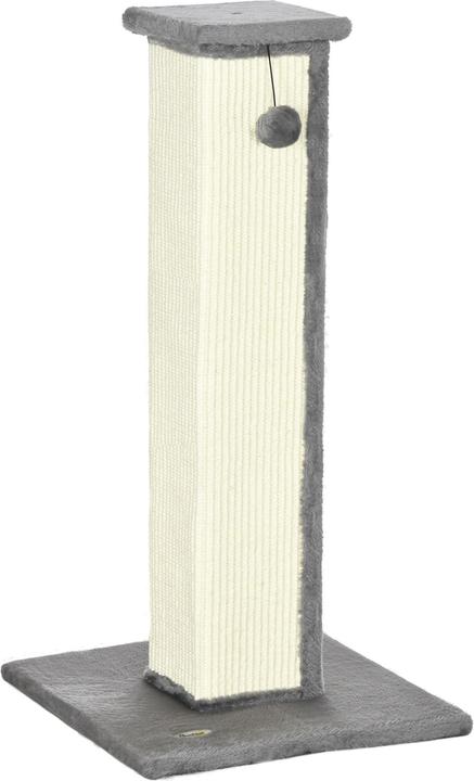 Immagine prodotto PawHut Tiragraffi quadrato con palla da gioco (81 cm, Bianco crema, Grigio)