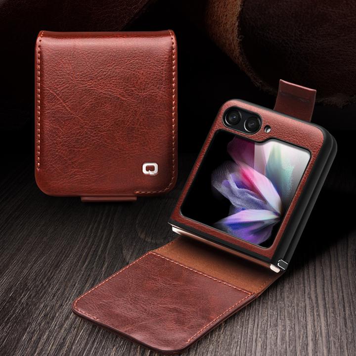 Produktbild QiAlino Hülle Flip mit magnetischem Verschluss Dunkelbraun (Samsung Galaxy Z Flip5)