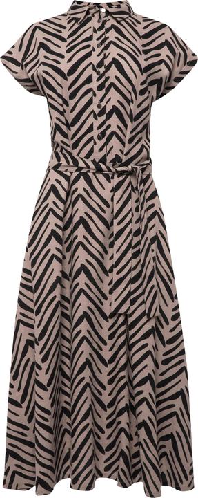 Produktbild Laurasøn Leinenmix-Kleid, Zebra-Stil Print, Hemdkragen, Taillengürtel, Halbarm (XXL)