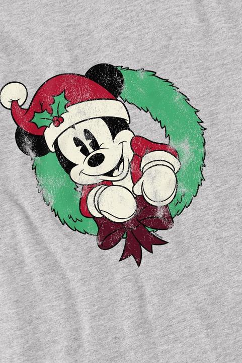 Actual product image Disney Childrens/Kids Mickey Mouse Vintage Wreath Christmas T-Shirt (104)