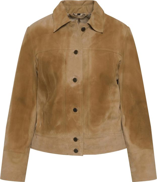 Image du produit Ulla Popken Veste en cuir de chevreau suédé. Col chemise et doublure (48)