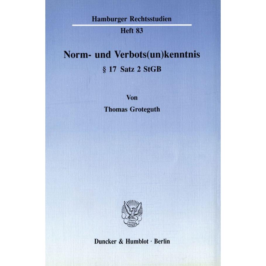 Norm- und Verbots(un)kenntnis 17 Satz 2 StGB., Fachbücher