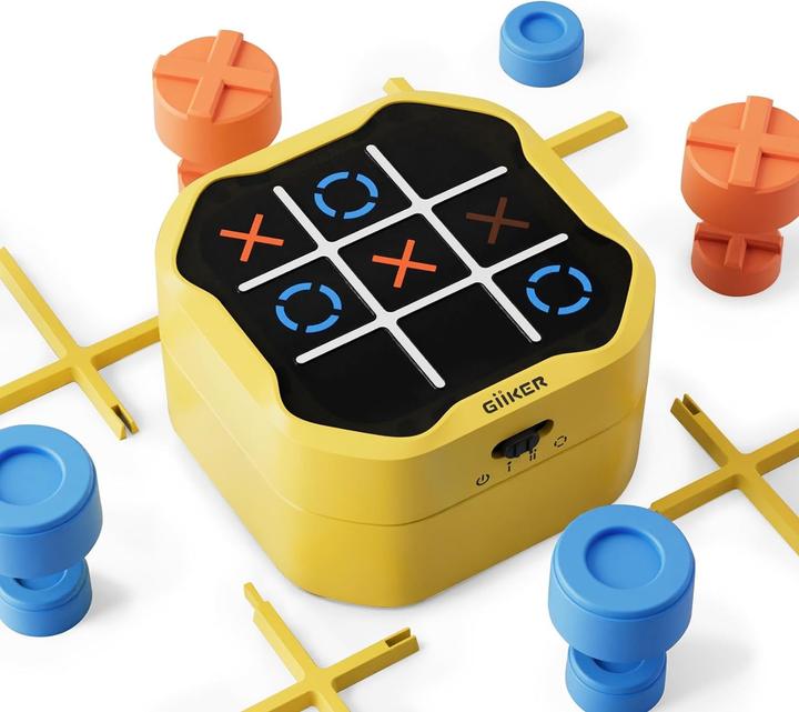 Giiker Tic-Tac-Toe Bolt-Spiel, Gelb (English, French, German, Italian, 1 - 2 Players)