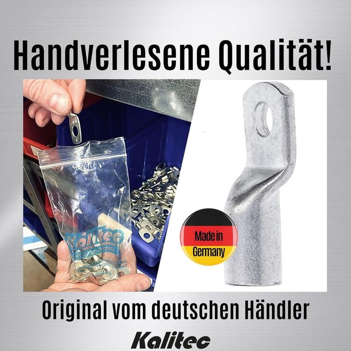 Produktbild Kalitec 10 Stück HR50-8 Handelsübliche Rohrkabelschuhe 50mm² M8 I ohne Sichtloch I Made in Germany
