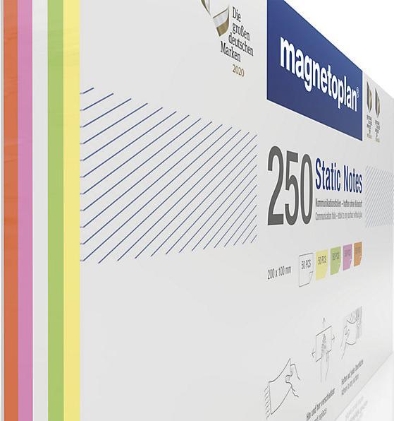 Produktbild Magnetoplan Haftnotiz Static Notes, 200x100 mm, 250 Stück sortiert