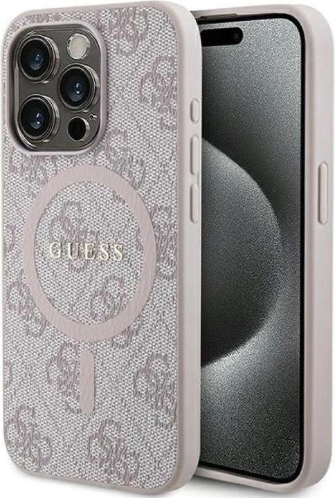Actual product image Guess GUHMP14XG4GFRP iPhone 14 Pro Max 6.7" różowy/pink hardcase 4G Collection Leather Metal Logo Ma (Apple iPhone 14 Pro Max)