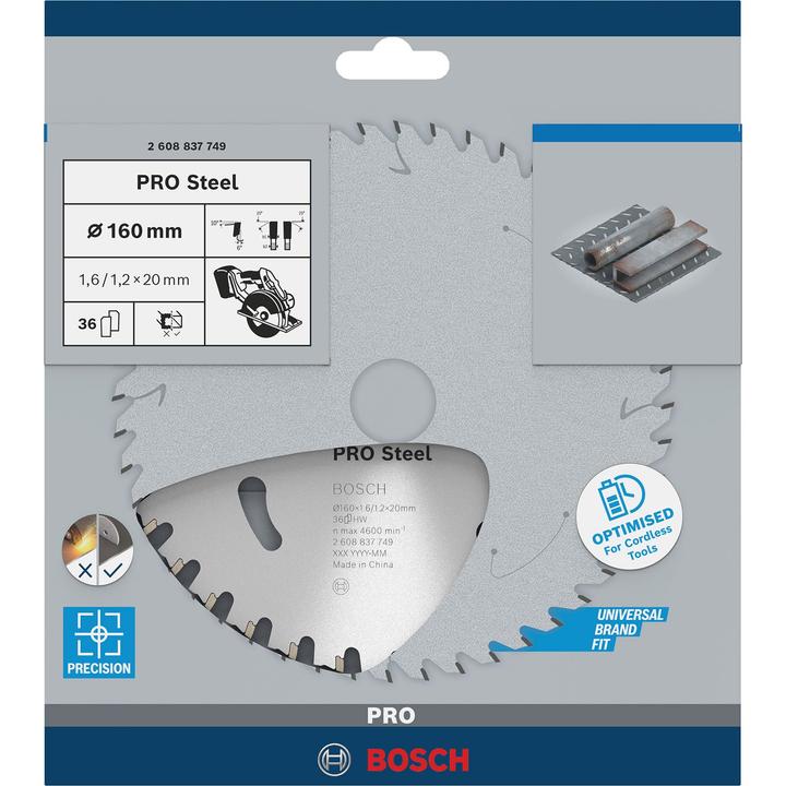 Produktbild Bosch Professional Zubehör PRO Steel cordless Kreissägeblatt, 160 x 1,6 x 20 mm