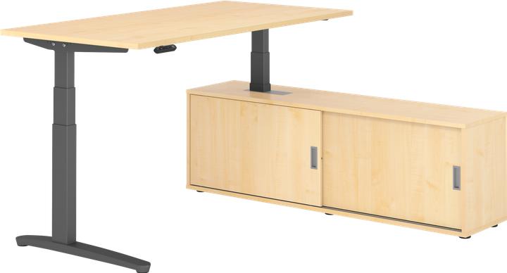 Image du produit Hammerbacher Sitz-Steh Kombi 160x80cm, Ahorn/Graphit