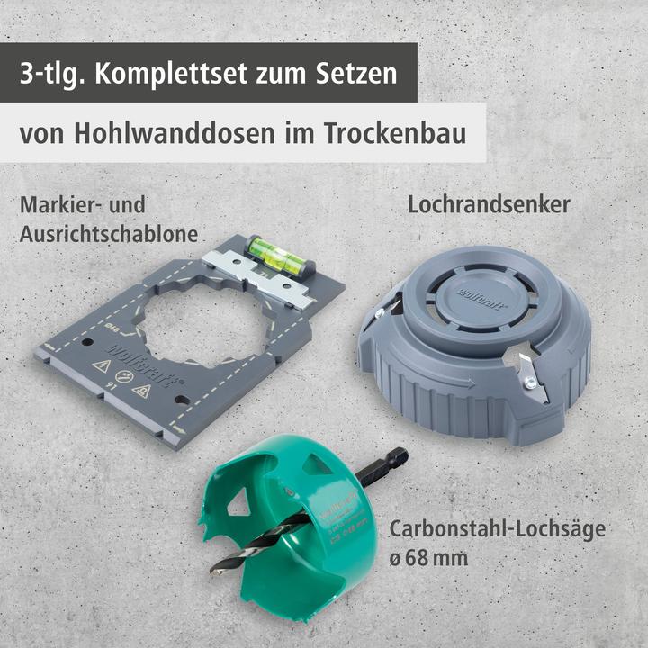 Actual product image wolfcraft 1 socket outlet installation set for drywall construction