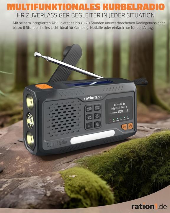Actual product image Ration1.de DAB+ Kurbelradio (DAB+, Bluetooth)