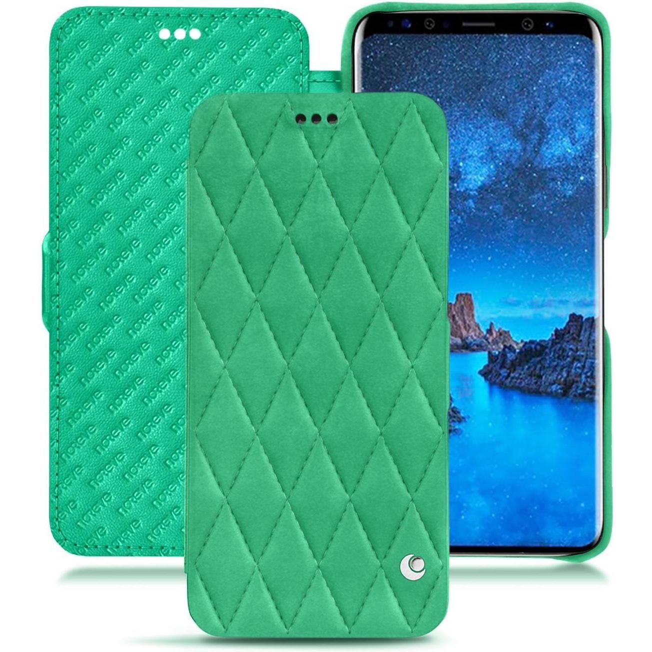 Thumbnail - Noreve Lederschutzhülle horizontal (Samsung Galaxy S9+), Smartphone Hülle, Grün