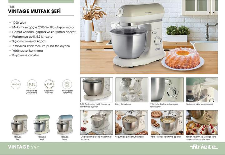 Produktbild Ariete 1588 Küchenmaschine Vintage (2400 W)