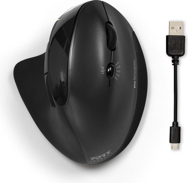 Port Designs Mouse Ergonomic Rechargeable Bluetooth Right Handed (Kabellos)