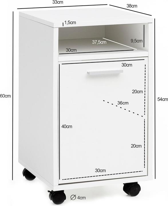 Produktbild Wohnling Rollcontainer (33 x 38 x 60 cm)