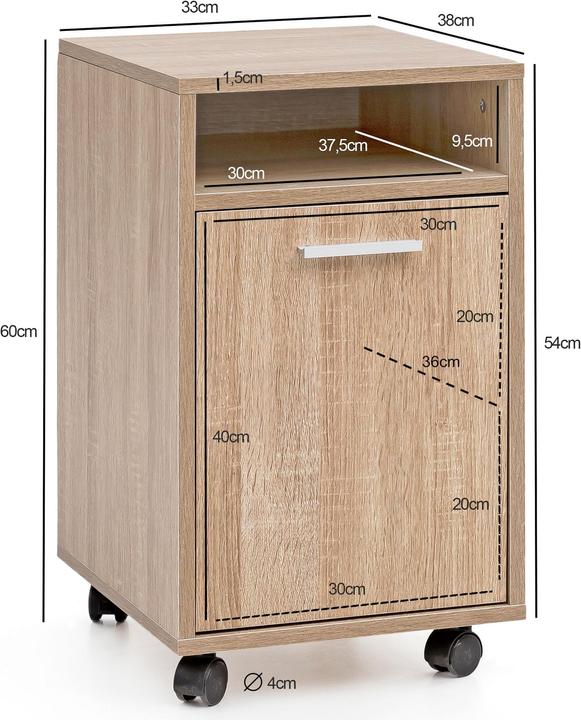 Image du produit Wohnling Conteneur roulant (33 x 38 x 60 cm)