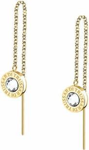 Image du produit Trussardi - T-Logo Crystal Long Gold Plated Earrings TJAXC117