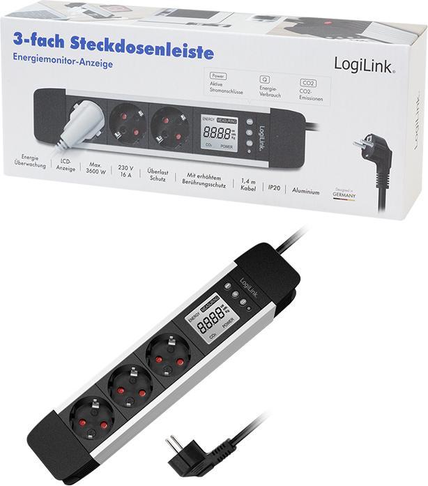 Produktbild LogiLink Prüfen (3 x, CEE 7/3, 1.40 m)