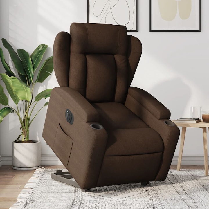 Immagine prodotto VidaXL Poltrona relax con ausilio per l'alzata Poltrona elettrica per la TV Poltrona in tessuto marrone