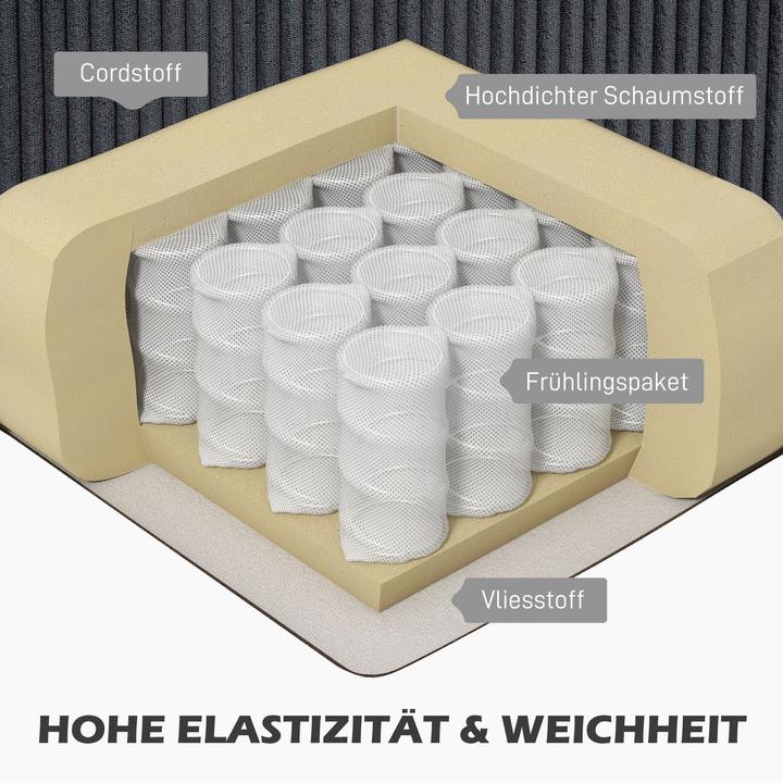 Actual product image Homcom Ecksofa Polyester, Schaumstoff Dunkelgrau (3-seater, Corner sofa)