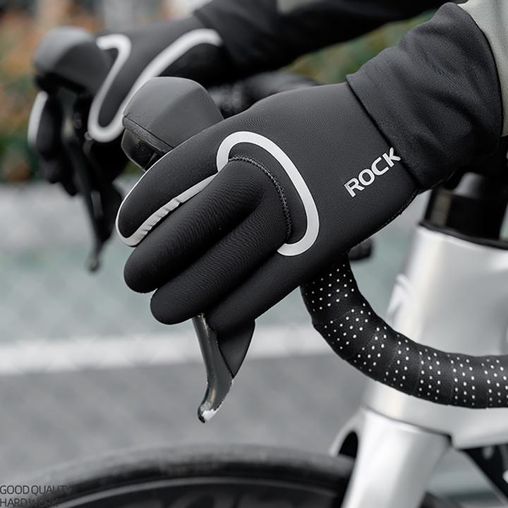 Actual product image Rockbros full waterproof cycling gloves, size: XXL - black (XXL)