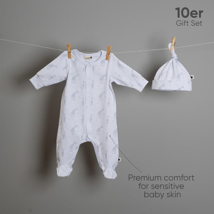 Image du produit TotsTale Coffret cadeau 10 pièces en coton biologique Premium - Essentiels pour nouveau-nés (50, 56, 62, 68)