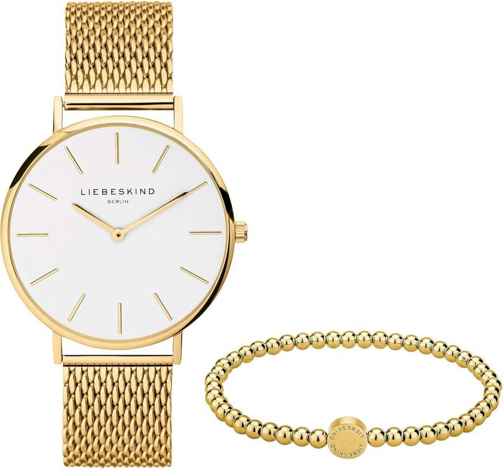 Productafbeelding Liebeskind Berlin Liebeskind LS0091MQB Wrist Watch and Bead Bracelet Set Ip Gold Modern (Cadeauverpakking, 38 mm)