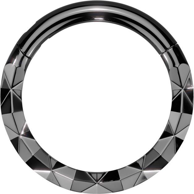 Immagine prodotto Star Piercing Anello a micro segmenti con cerniera nera frontale X sfaccettato (Acciaio chirurgico 316L, senza ottone)