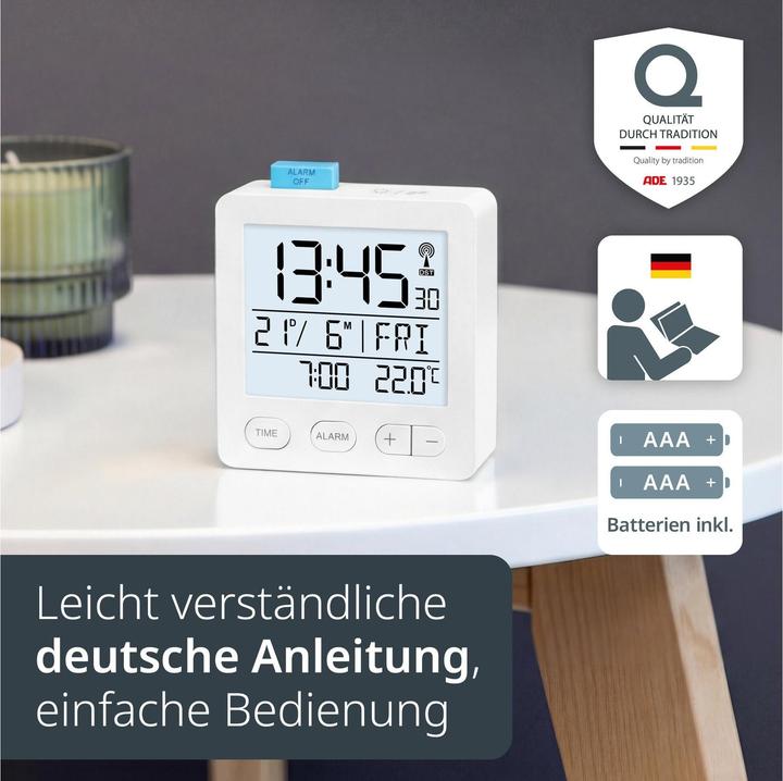 Actual product image ADE Digitalwecker Weiss