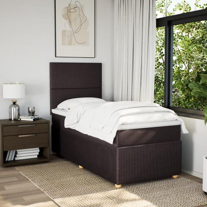 Produktbild VidaXL Boxspringbett Polsterbett Bett mit Matratze Dunkelbraun 80x200cm Stoff (80 x 200 cm)